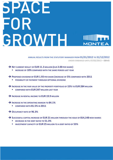 Vorschaubild Montea Comm Finanzbericht 2012