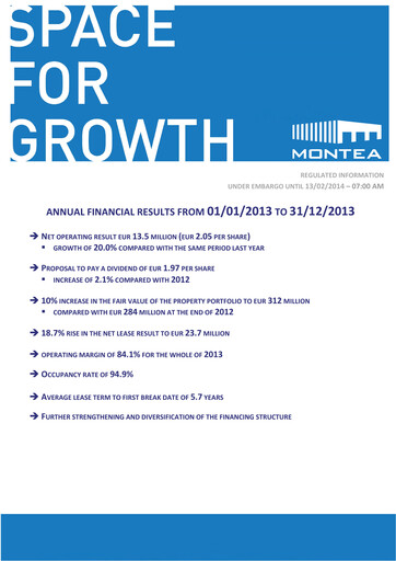 Vorschaubild Montea Comm Finanzbericht 2013