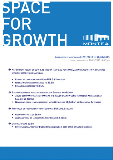 Vorschaubild Montea Comm Quartalsbericht 2013-q1