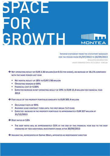 Vorschaubild Montea Comm Quartalsbericht 2013-q3