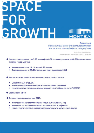 Vorschaubild Montea Comm Quartalsbericht 2015-q3