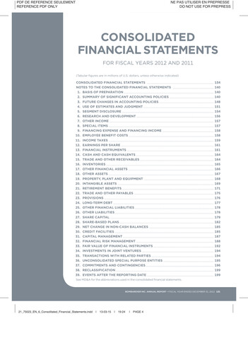 Thumbnail Bombardier Financial Statement 2012