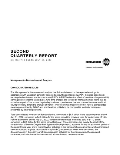 Thumbnail Bombardier Quarterly Report 2002-q2