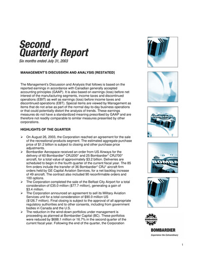 Thumbnail Bombardier Quarterly Report 2003-q2