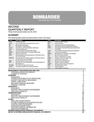 Miniature Bombardier Rapport trimestriel 2012-q2