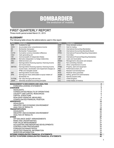 Miniature Bombardier Rapport trimestriel 2013-q1