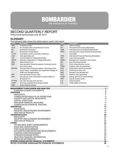Miniature Bombardier Rapport trimestriel 2013-q2