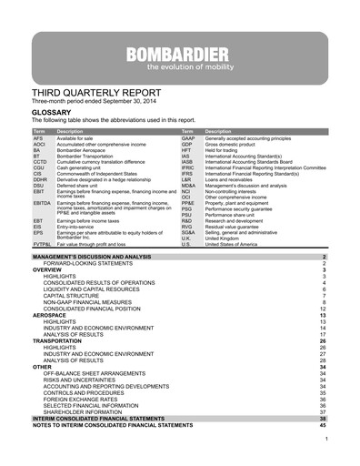 Miniature Bombardier Rapport trimestriel 2014-q3