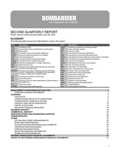 Miniature Bombardier Rapport trimestriel 2016-q2
