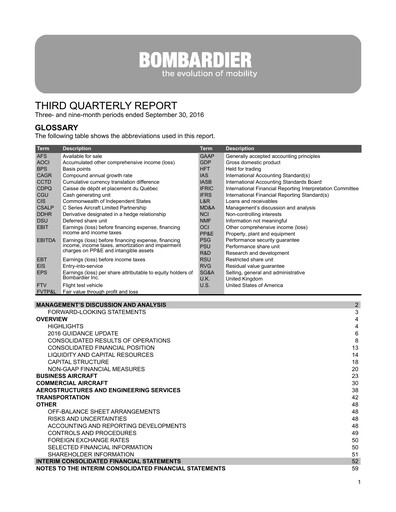 Miniature Bombardier Rapport trimestriel 2016-q3