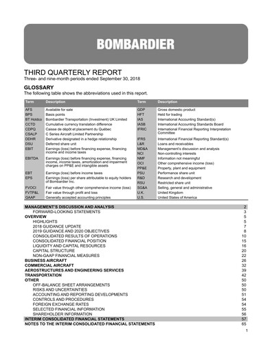Thumbnail Bombardier Quarterly Report 2018-q3