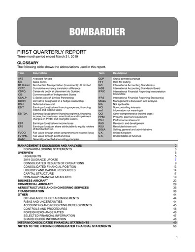 Thumbnail Bombardier Quarterly Report 2019-q1