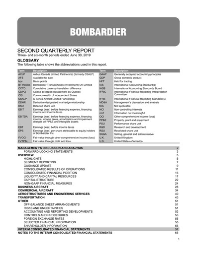 Miniature Bombardier Rapport trimestriel 2019-q2