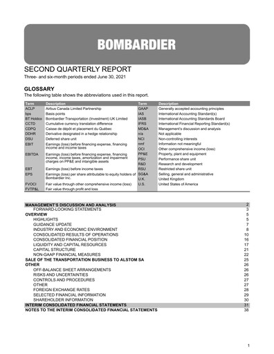 Thumbnail Bombardier Quarterly Report 2021-q2