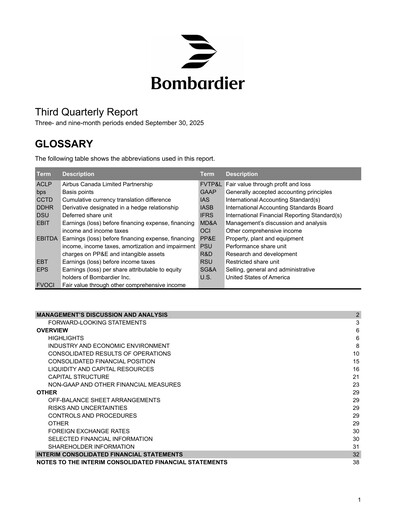 Thumbnail Bombardier Quarterly Report 2025-q3