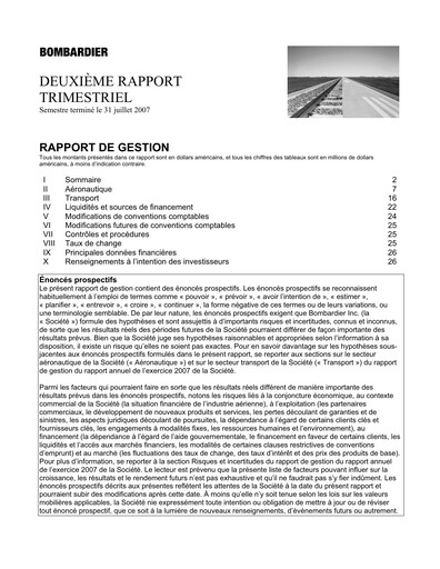 Miniature Bombardier Rapport trimestriel 2007-q2