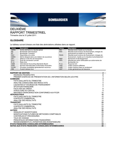 Miniature Bombardier Rapport trimestriel 2011-q2