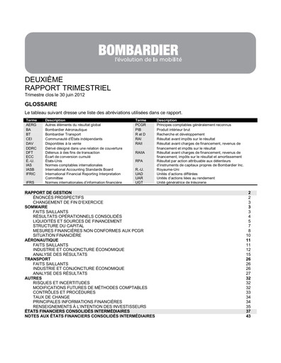 Miniature Bombardier Rapport trimestriel 2012-q2
