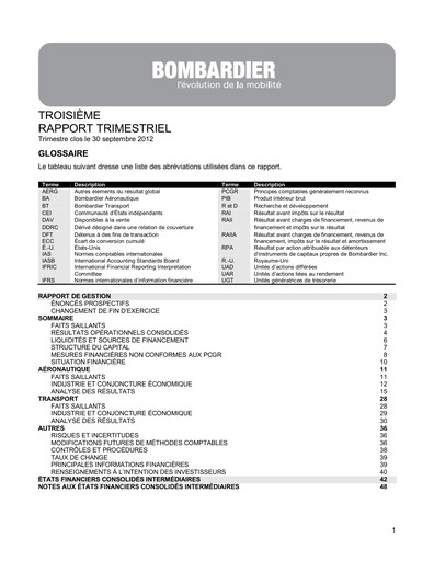 Miniature Bombardier Rapport trimestriel 2012-q3