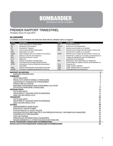Miniature Bombardier Rapport trimestriel 2013-q1