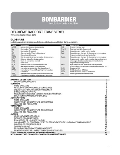 Miniature Bombardier Rapport trimestriel 2013-q2