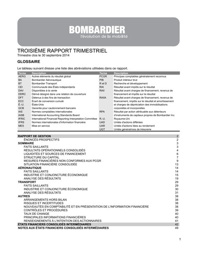 Miniature Bombardier Rapport trimestriel 2014-q3