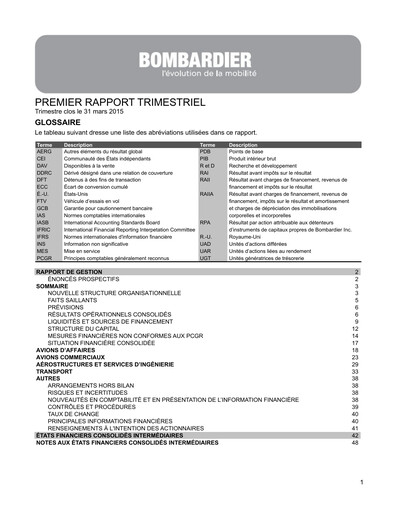 Miniature Bombardier Rapport trimestriel 2015-q1