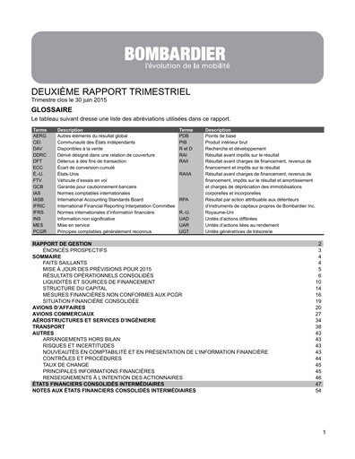 Miniature Bombardier Rapport trimestriel 2015-q2