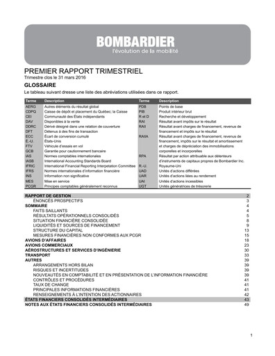 Miniature Bombardier Rapport trimestriel 2016-q1