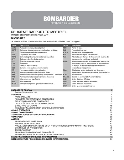 Miniature Bombardier Rapport trimestriel 2016-q2