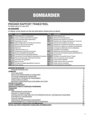 Miniature Bombardier Rapport trimestriel 2017-q1