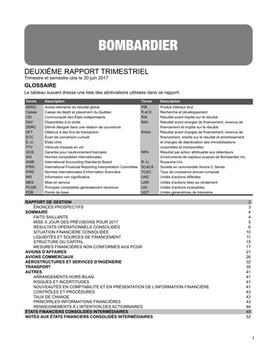 Miniature Bombardier Rapport trimestriel 2017-q2