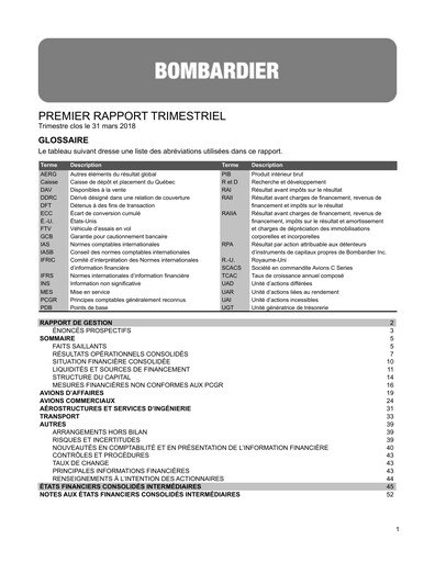Miniature Bombardier Rapport trimestriel 2018-q1