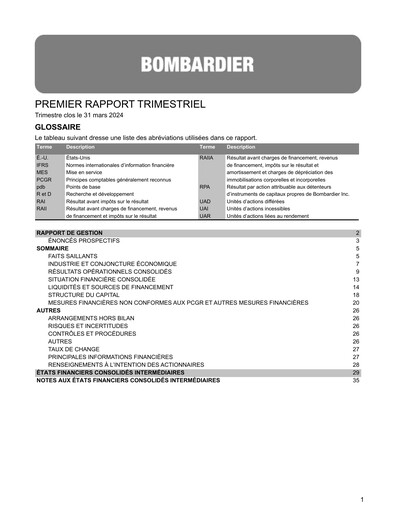 Vorschaubild Bombardier Quartalsbericht 2024-q1
