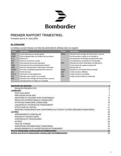 Thumbnail Bombardier Quarterly Report 2025-q1