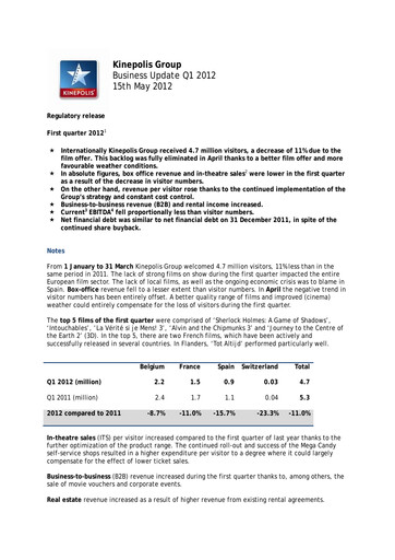 Thumbnail Kinepolis Group  Quarterly Report 2012-q1