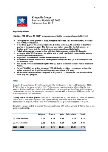 Thumbnail Kinepolis Group  Quarterly Report 2013-q3