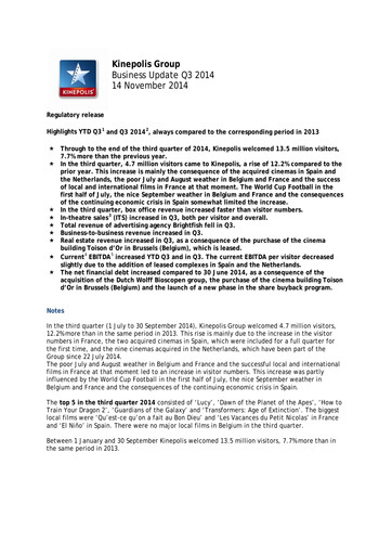 Thumbnail Kinepolis Group  Quarterly Report 2014-q3
