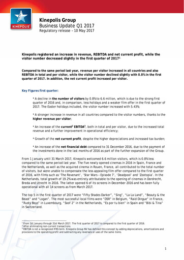 Thumbnail Kinepolis Group  Quarterly Report 2017-q1