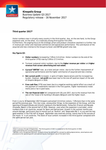 Thumbnail Kinepolis Group  Quarterly Report 2017-q3