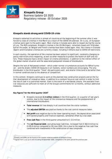 Thumbnail Kinepolis Group  Quarterly Report 2020-q3