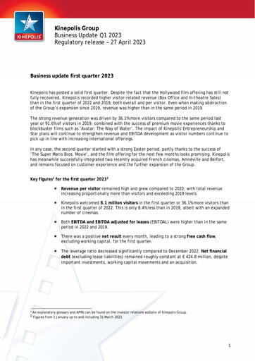 Thumbnail Kinepolis Group  Quarterly Report 2023-q1