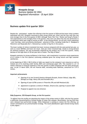 Thumbnail Kinepolis Group  Quarterly Report 2024-q1