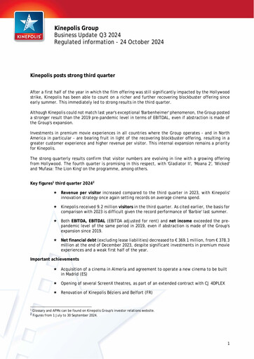 Thumbnail Kinepolis Group  Quarterly Report 2024-q3