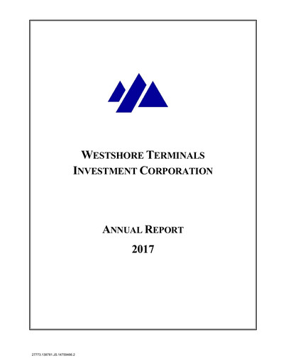 Thumbnail Westshore Terminals Investment Annual Report 2017
