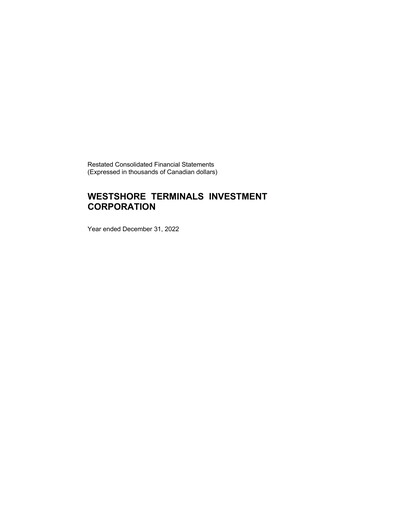 Thumbnail Westshore Terminals Investment Financial Statement 2022