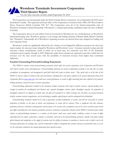 Thumbnail Westshore Terminals Investment Quarterly Report 2014-q3