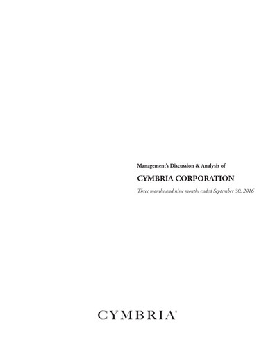 Thumbnail Cymbria Quarterly Report 2016-q3