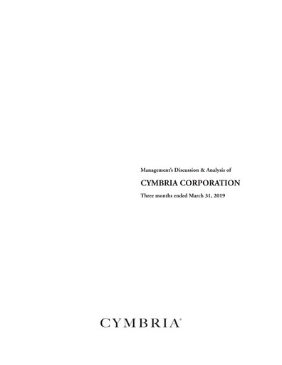 Miniature Cymbria Rapport trimestriel 2019-q1