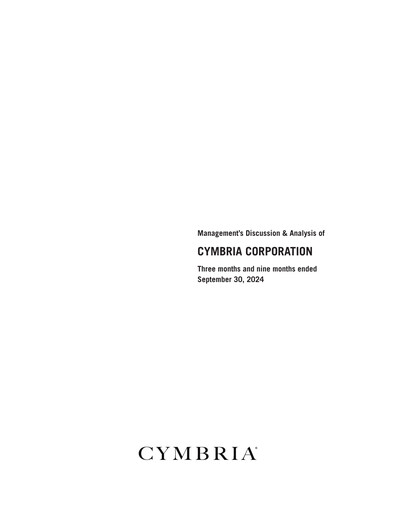Thumbnail Cymbria Quarterly Report 2024-q3